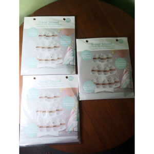 White 3 Tier Treat Stand, set of 3, 11.5" by 11.75"